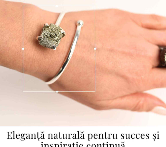 Bratara Metalica Argintie cu Piatra de Pirita, Eleganta si Prosperitate