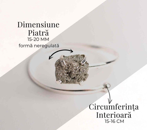 Bratara Metalica Argintie cu Piatra de Pirita, Eleganta si Prosperitate