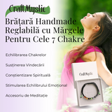 Bratara Handmade Reglabila cu Margele 6mm pentru Cele 7 Chakre si Ciucuri Macrame
