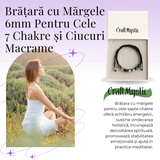 Bratara Handmade Reglabila cu Margele 6mm pentru Cele 7 Chakre si Ciucuri Macrame