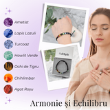 Bratara Handmade Reglabila cu Margele 6mm pentru Cele 7 Chakre si Ciucuri Macrame