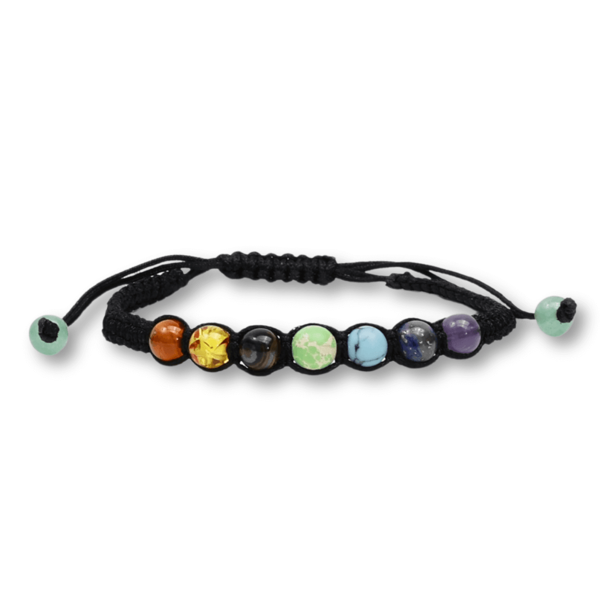Bratara Handmade Reglabila cu Margele 6mm pentru Cele 7 Chakre si Ciucuri Macrame