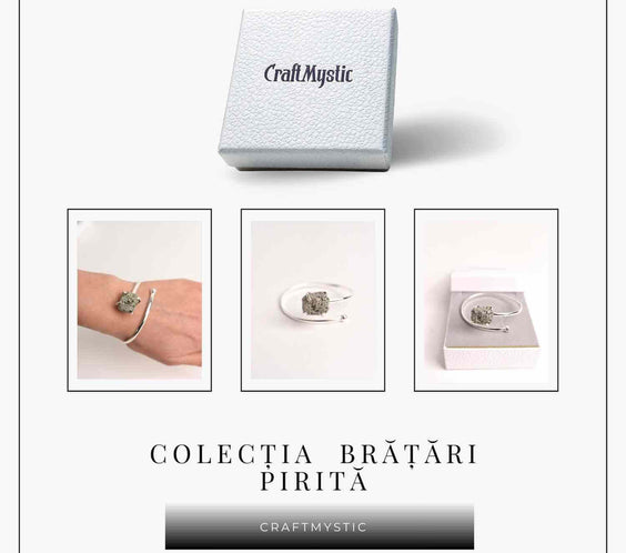 Bratara Metalica Argintie cu Piatra de Pirita, Eleganta si Prosperitate