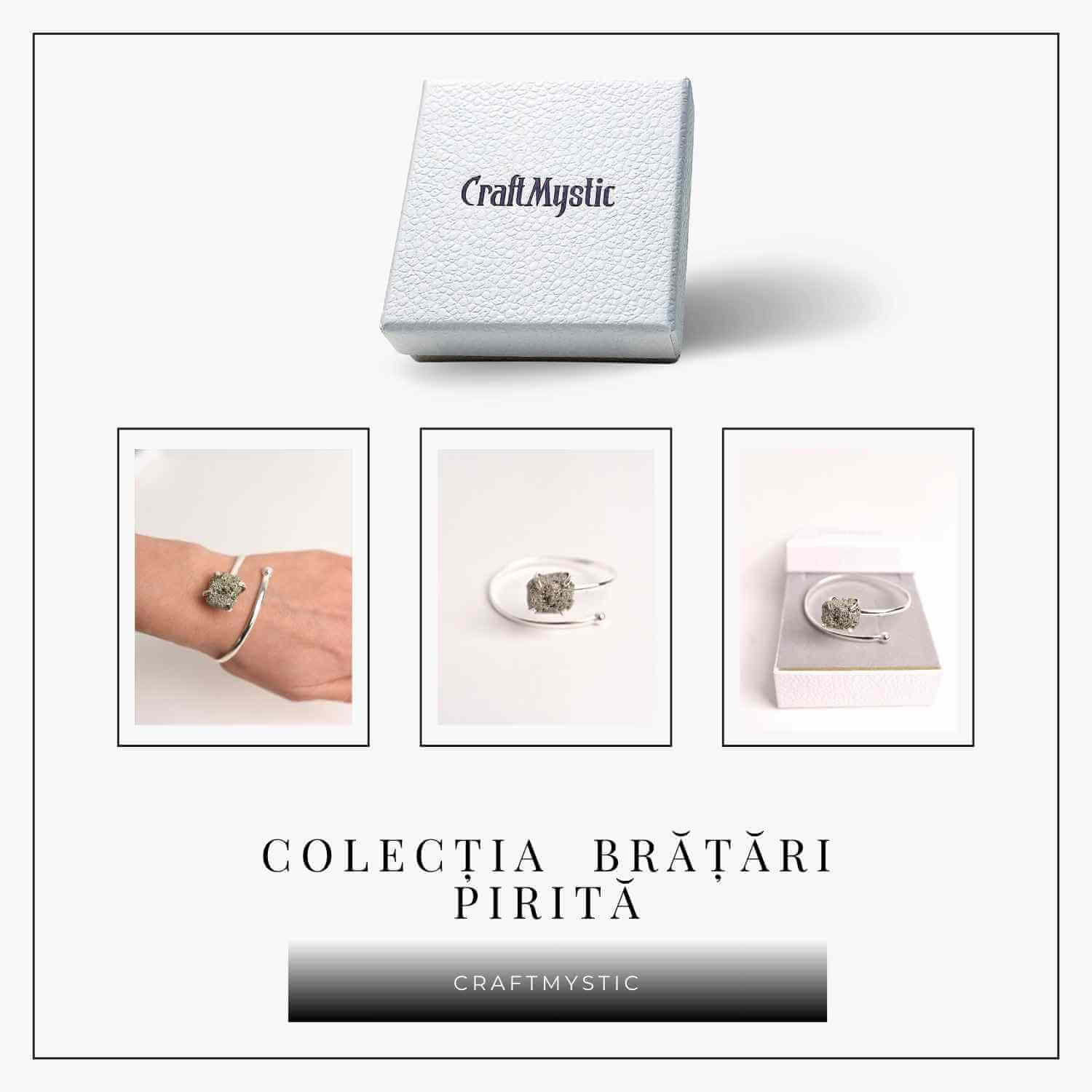 Bratara Metalica Argintie cu Piatra de Pirita, Eleganta si Prosperitate