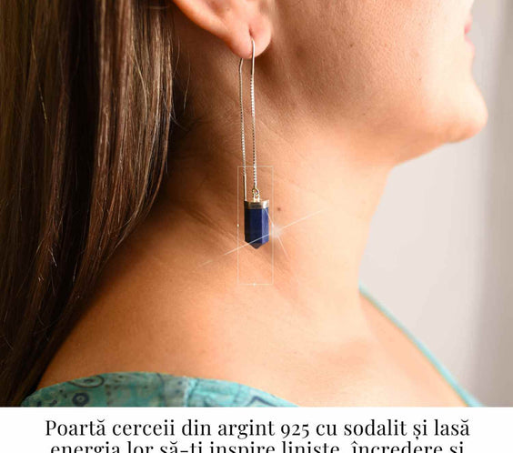 Cercei lungi din argint 925 cu sodalit – Liniste si claritate