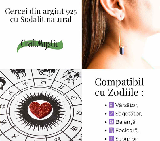 Cercei lungi din argint 925 cu sodalit – Liniste si claritate
