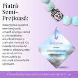 Bratara Elastica cu Margele 8mm din Amazonit Natural si Pandantiv Buddha