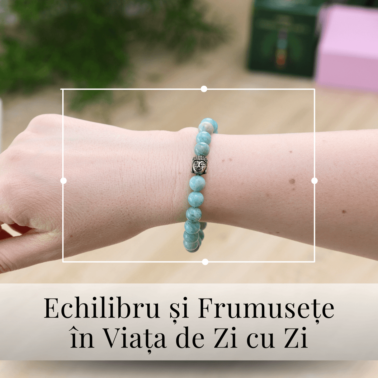 Bratara Elastica cu Margele 8mm din Amazonit Natural si Pandantiv Buddha