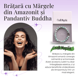 Bratara Elastica cu Margele 8mm din Amazonit Natural si Pandantiv Buddha