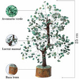 Arbore 25 cm cu pietricele semipretioase din Aventurin Verde - Copacel Terapeutic pentru Echilibru si Bunastare - Decor Feng Shui pentru Acasa si Birou - Cadou pentru Noroc si Prosperitate