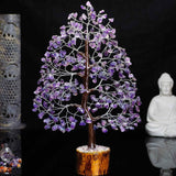 Arbore 25 cm Cristalin cu pietricele din Ametist - Aducator de Liniste si Echilibru - Sculptura Energetica pentru Decorul Casei si Biroului - Idee de Cadou pentru Intelegere Spirituala si Protectie