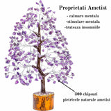 Arbore 25 cm Cristalin cu pietricele din Ametist - Aducator de Liniste si Echilibru - Sculptura Energetica pentru Decorul Casei si Biroului - Idee de Cadou pentru Intelegere Spirituala si Protectie