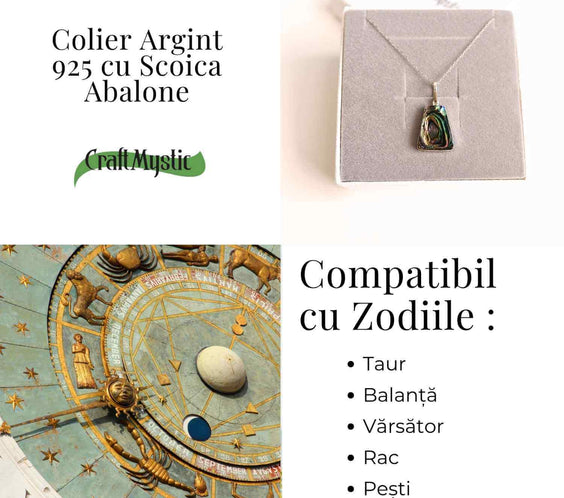 Echilibru si Stralucire Naturala – Colier Trapez cu Scoica Abalone si Argint 925