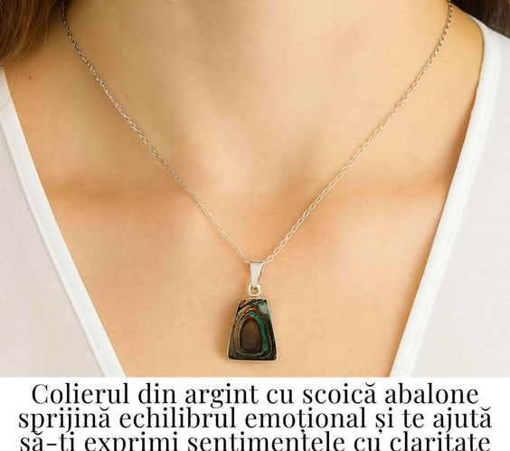 Echilibru si Stralucire Naturala – Colier Trapez cu Scoica Abalone si Argint 925