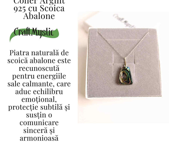 Echilibru si Stralucire Naturala – Colier Trapez cu Scoica Abalone si Argint 925