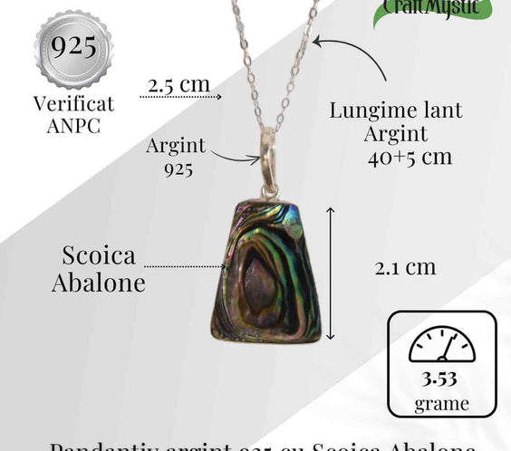 Echilibru si Stralucire Naturala – Colier Trapez cu Scoica Abalone si Argint 925