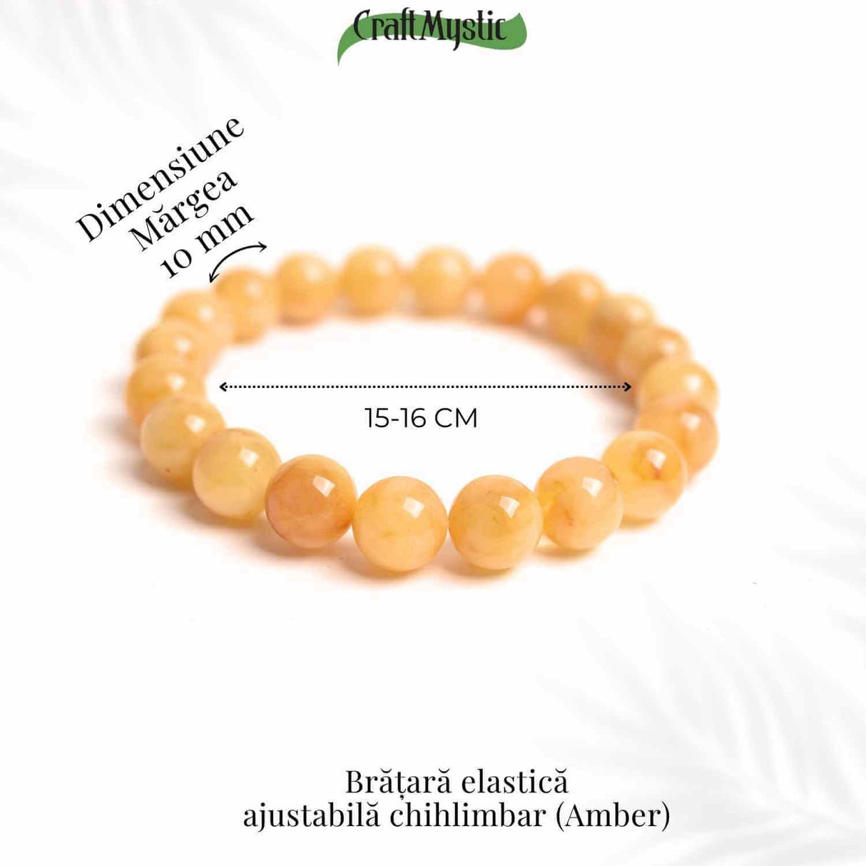 Bratara 10mm Chihlimbar (Ambar) Galben – Energie pozitiva si protectie naturala