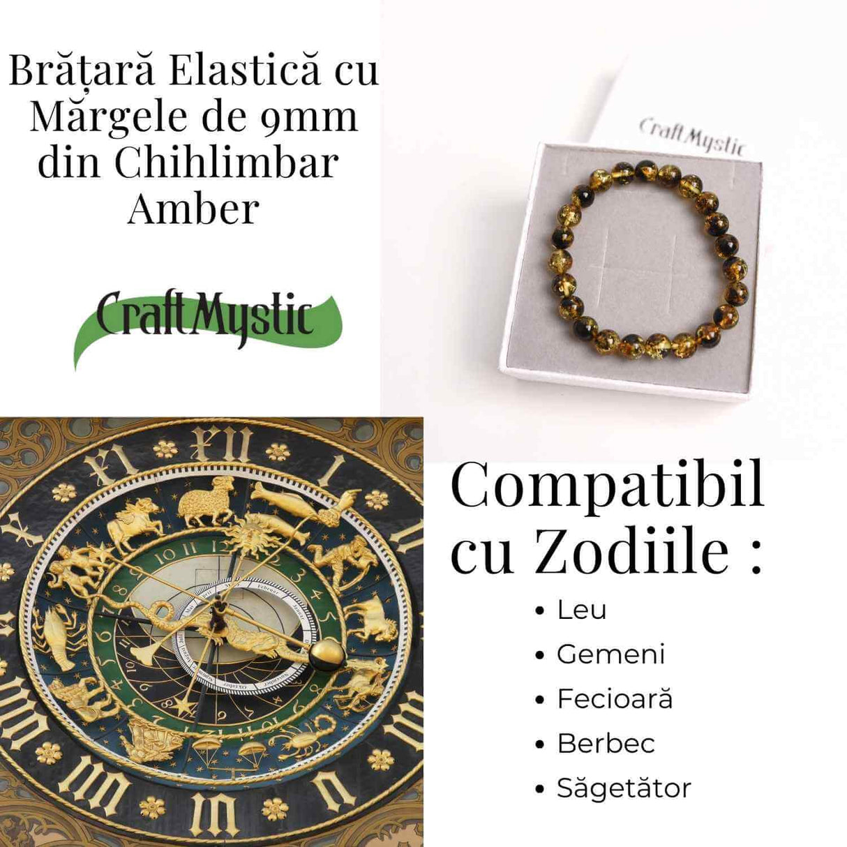Bratara elastica 9 mm Chihlimbar Amber autentic – Protectie si energie pozitiva
