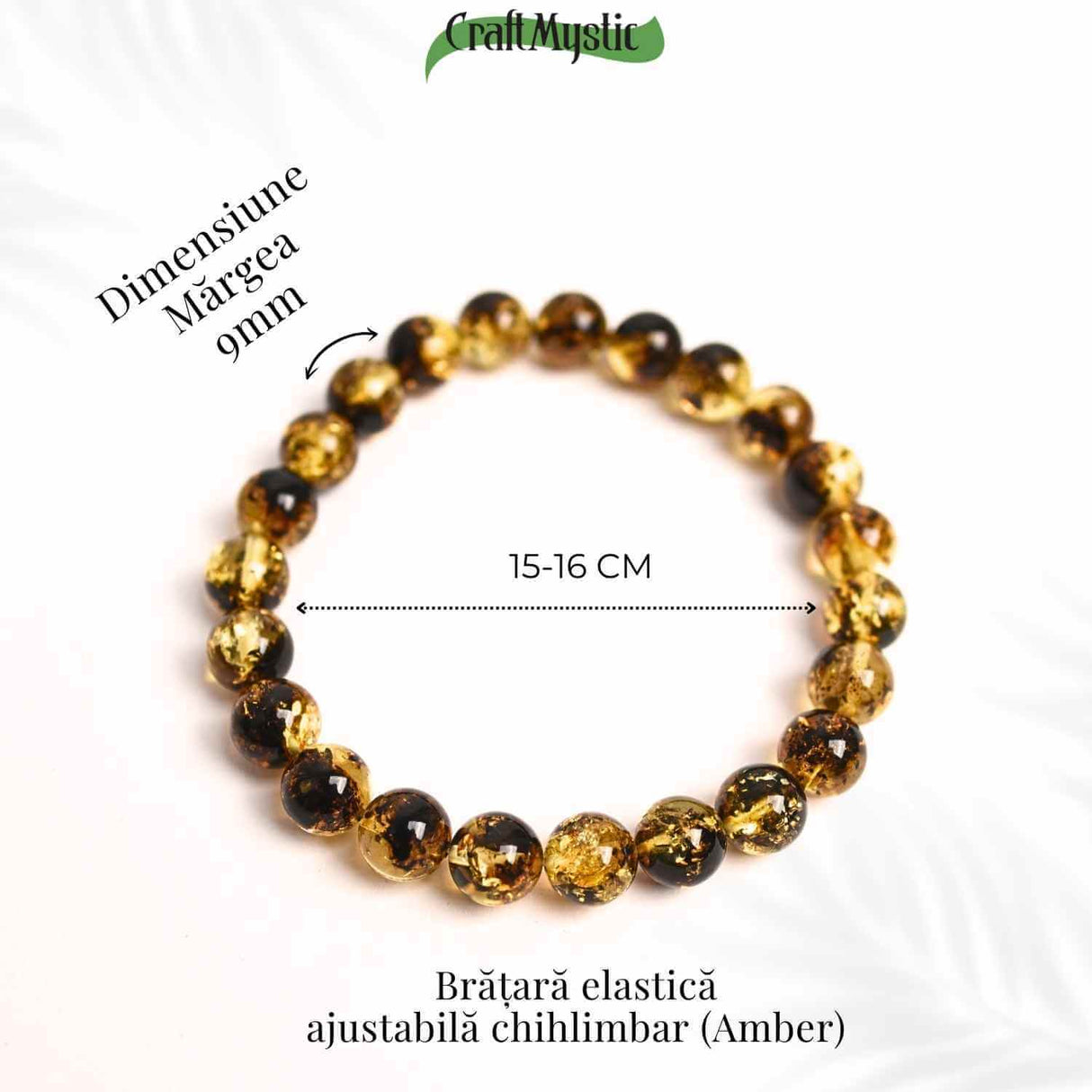 Bratara elastica 9 mm Chihlimbar Amber autentic – Protectie si energie pozitiva
