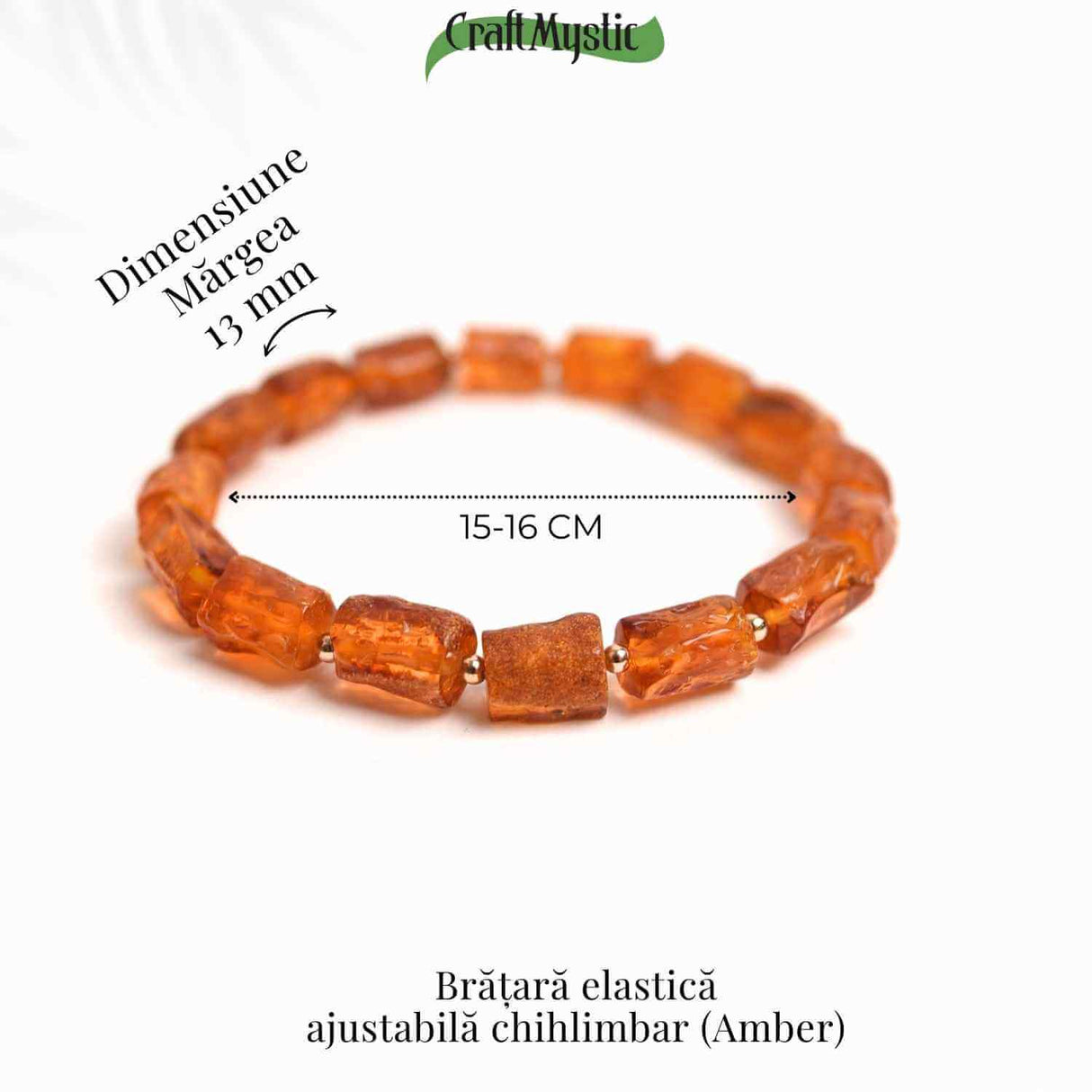 Bratara cu margele ovale 13mm de chihlimbar – Protectie si energie