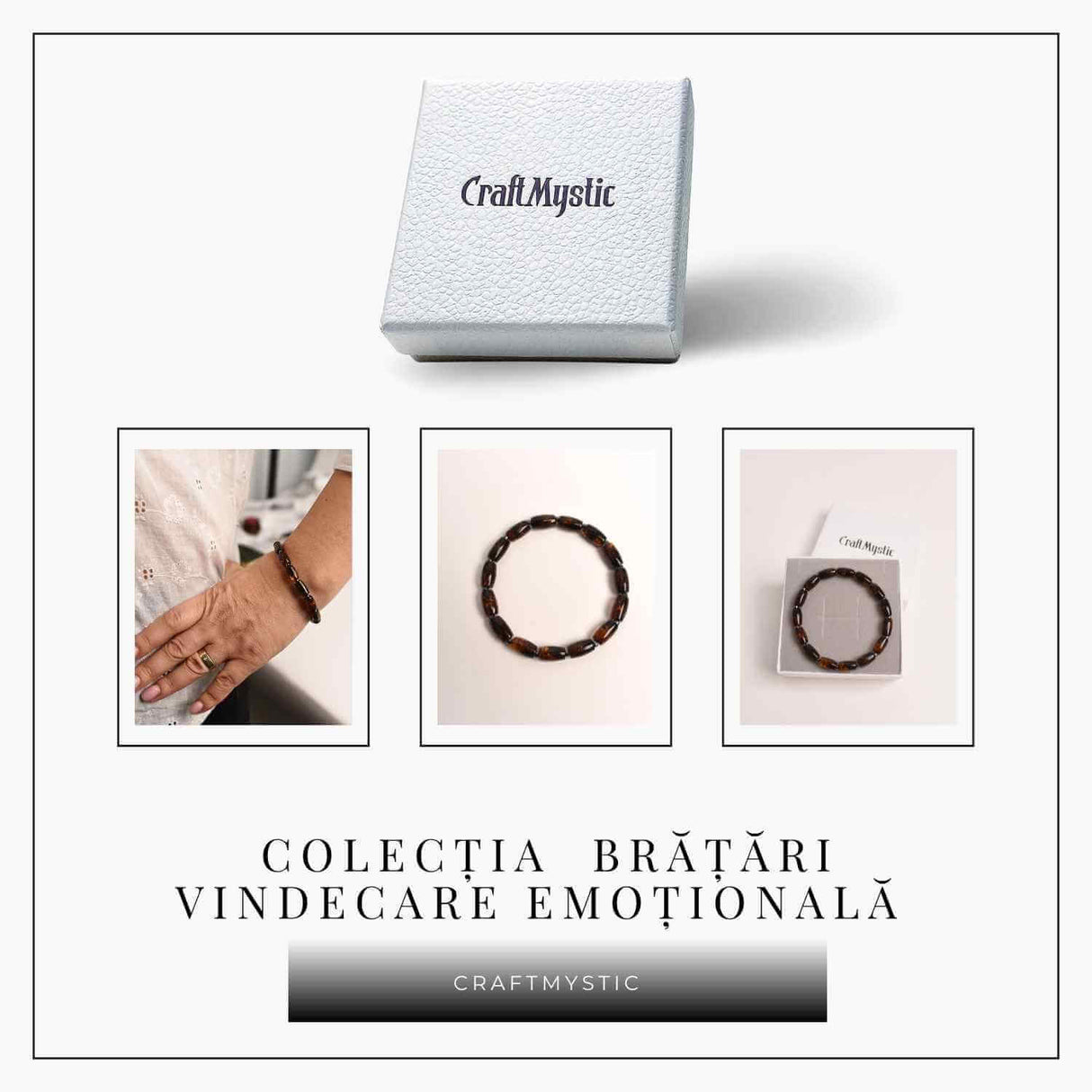 Bratara elastica Chihlimbar Amber cu margele si distantieri gri – Protectie si armonie