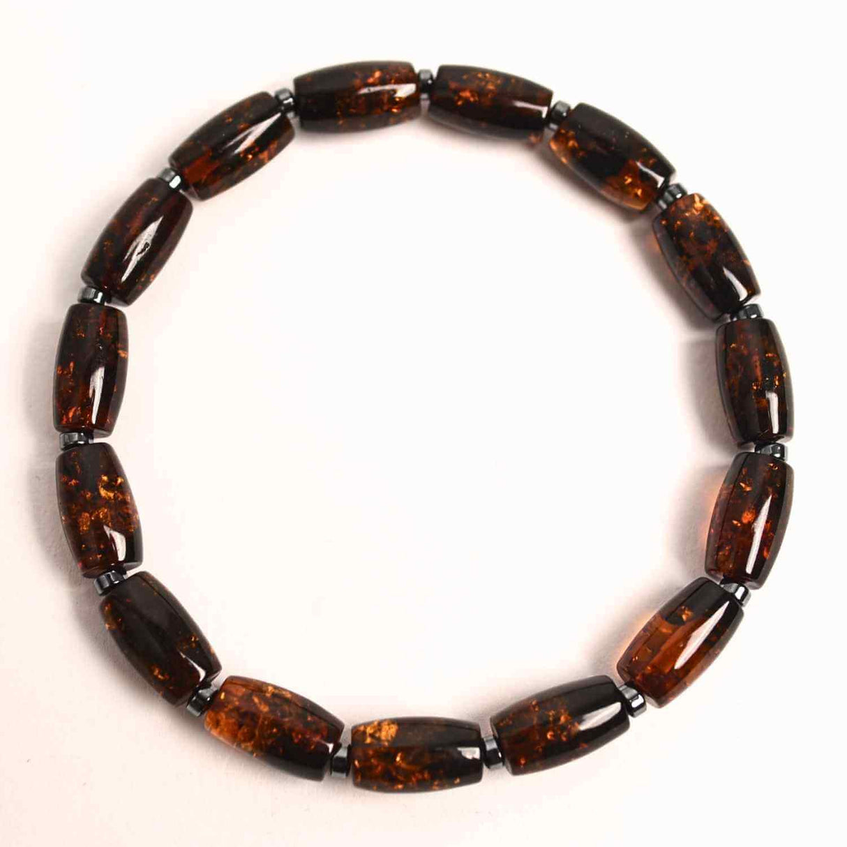 Bratara elastica Chihlimbar Amber cu margele si distantieri gri – Protectie si armonie