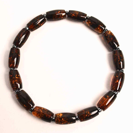 Bratara elastica Chihlimbar Amber cu margele si distantieri gri – Protectie si armonie