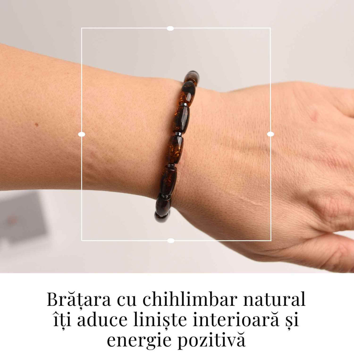Bratara elastica Chihlimbar Amber cu margele si distantieri gri – Protectie si armonie