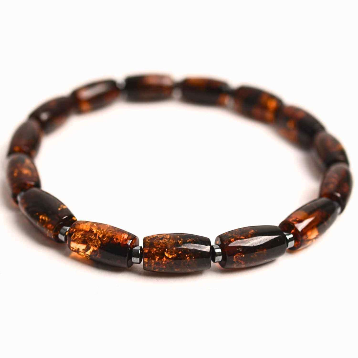Bratara elastica Chihlimbar Amber cu margele si distantieri gri – Protectie si armonie