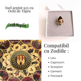 Inel Ajustabil Argint 925 cu Ochi de Tigru – Protectie si Claritate Mentala Zilnica