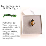 Inel Ajustabil Argint 925 cu Ochi de Tigru – Protectie si Claritate Mentala Zilnica