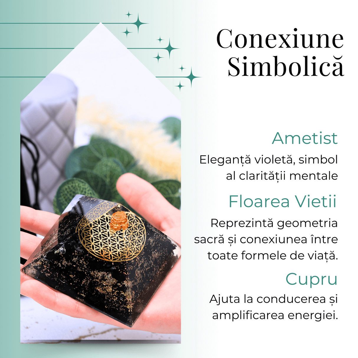 Piramida Orgonica cu Turmalina Neagra - Protectie si Energie Pozitiva
