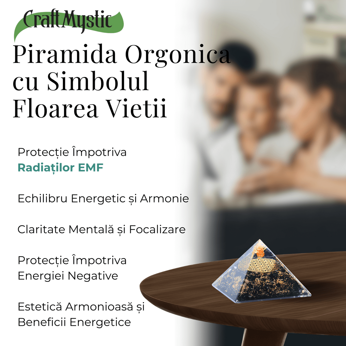 Piramida Orgonica cu Turmalina Neagra - Protectie si Energie Pozitiva