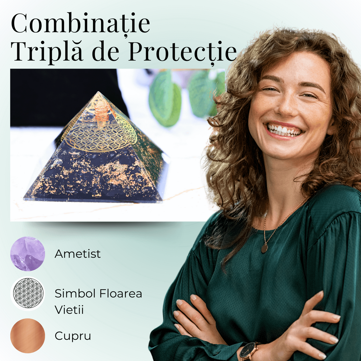 Piramida Orgonica cu Turmalina Neagra - Protectie si Energie Pozitiva