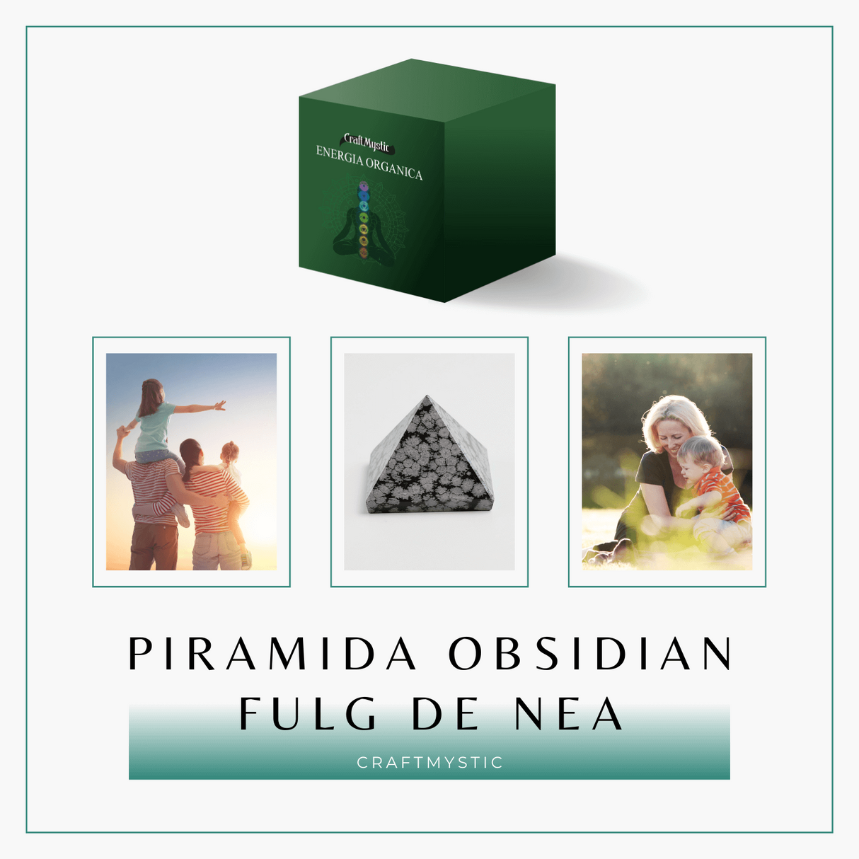 Piramida Sculptata Manual 60mm din Piatra Obsidian Fulg de Nea Natural