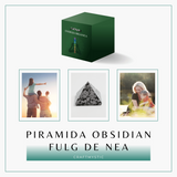 Piramida Sculptata Manual 60mm din Piatra Obsidian Fulg de Nea Natural