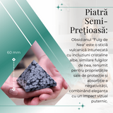 Piramida Sculptata Manual 60mm din Piatra Obsidian Fulg de Nea Natural