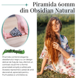 Piramida Sculptata Manual 60mm din Piatra Obsidian Fulg de Nea Natural