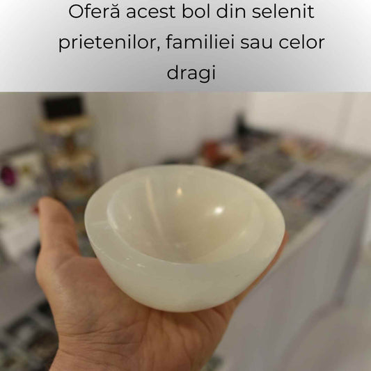 Bol solid de Selenit pentru Echilibru Energetic – Curatare, Calm si Armonie