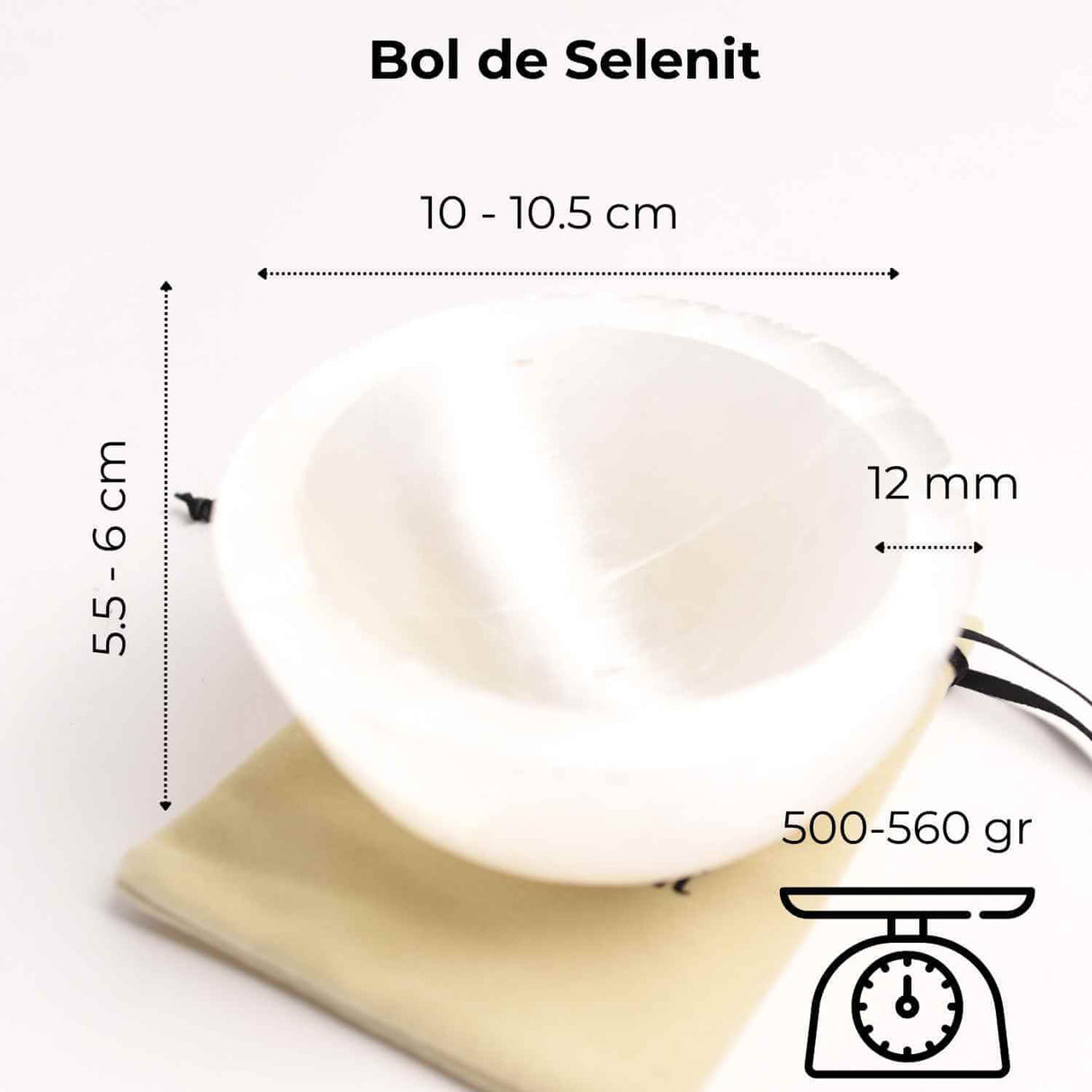 Bol solid de Selenit pentru Echilibru Energetic – Curatare, Calm si Armonie