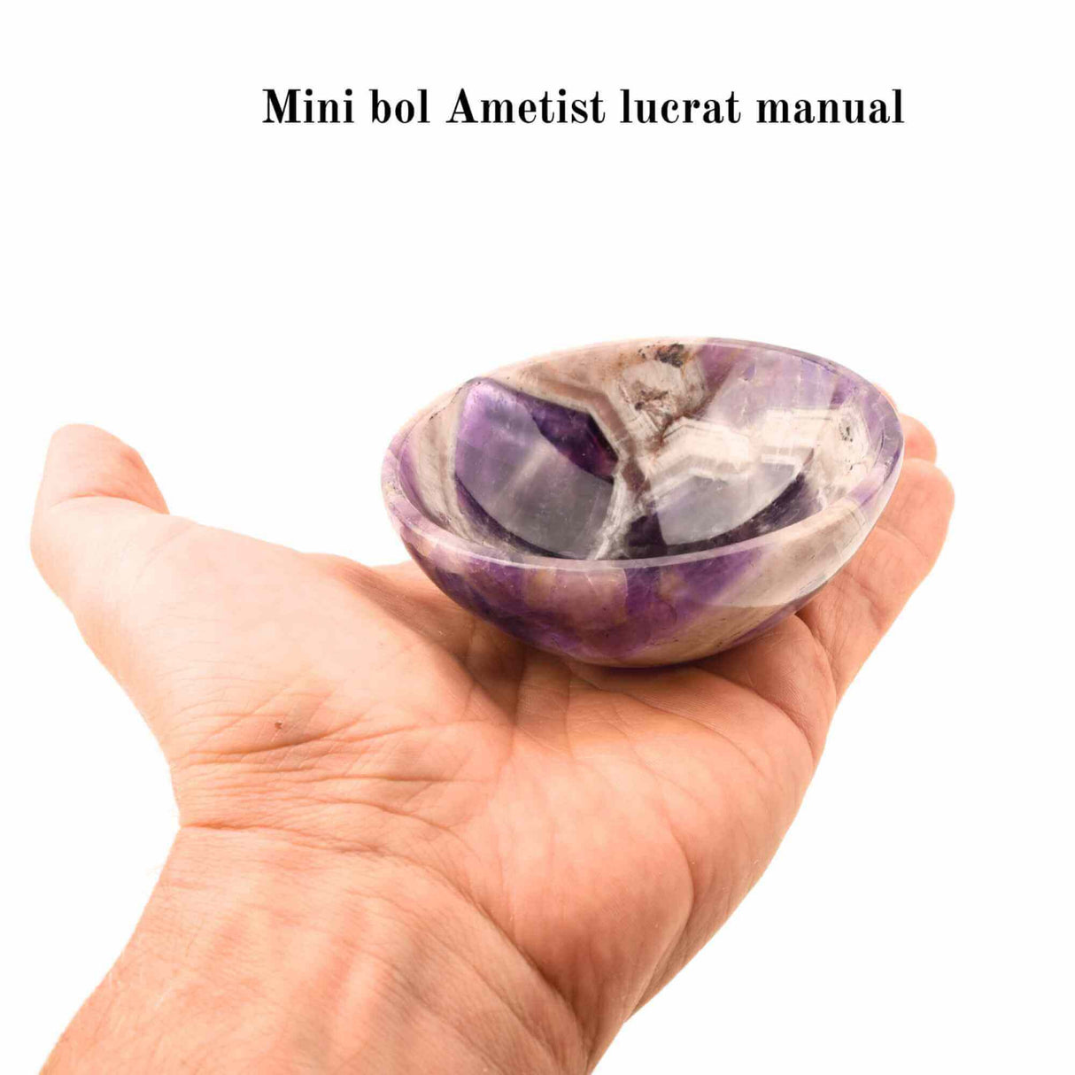 Mini Bol de Cristal natural din Ametist - 8,5 cm Castron din Piatra Semipretioasa pentru Decor, Incarcare si curatare