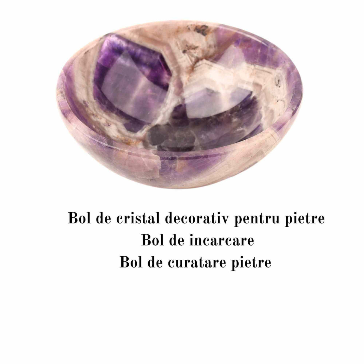 Mini Bol de Cristal natural din Ametist - 8,5 cm Castron din Piatra Semipretioasa pentru Decor, Incarcare si curatare