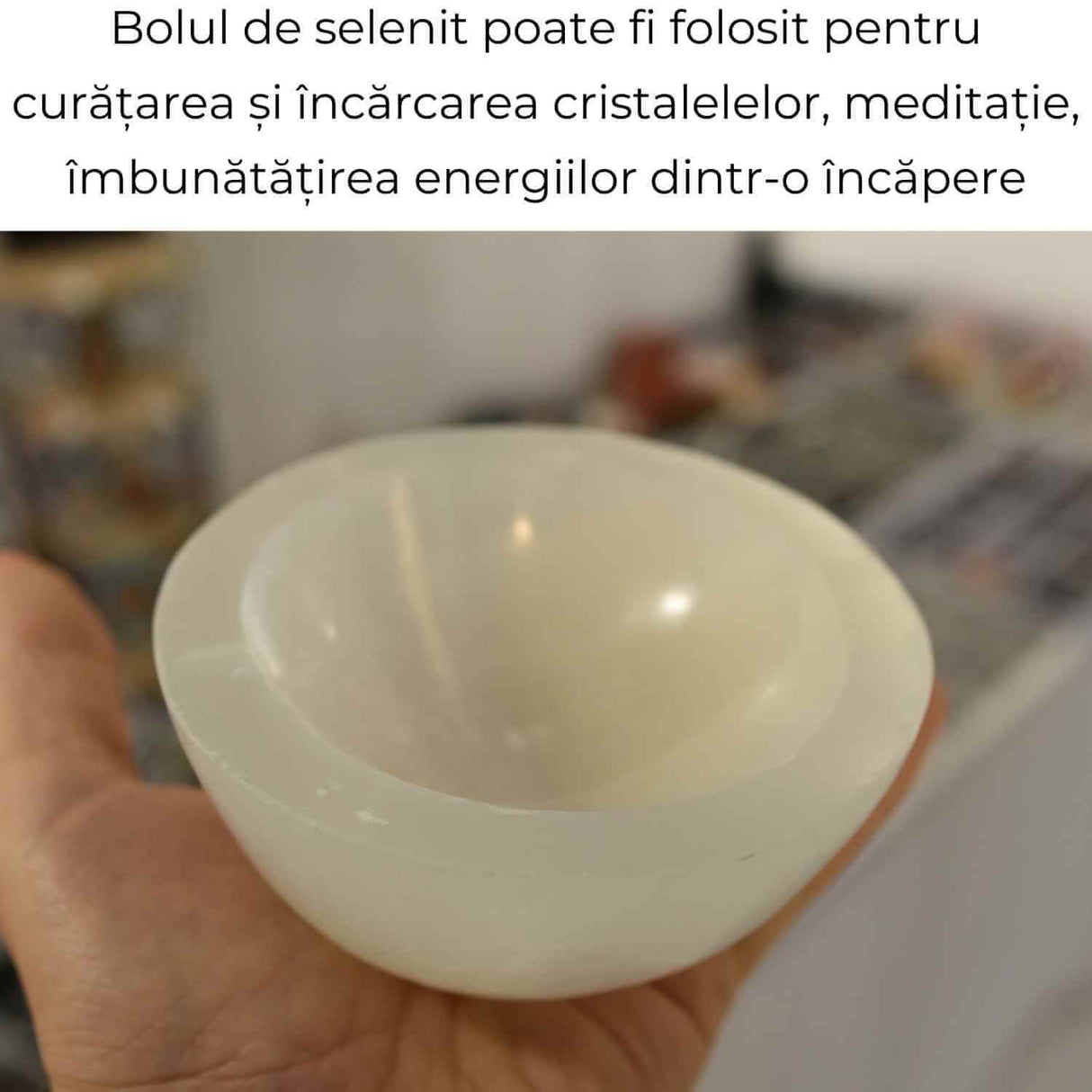 Bol solid de Selenit pentru Echilibru Energetic – Curatare, Calm si Armonie