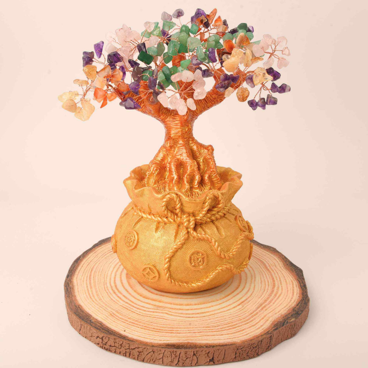 Bonsai cu cristale naturale mixte, supranumit "copacul banilor" - Copacelul cu inaltimea de 25 cm reprezinta cadoul perfect pentru prosperitate, succes, Feng Shui"