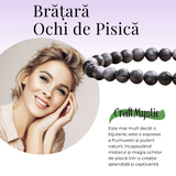 Bratara Elastica cu Margele 6mm din Ochi de Pisica Semipretios Natural