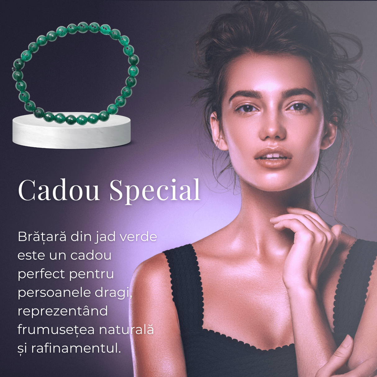 Bratara Elastica cu Margele 6mm din Jad Verde Semipretios Natural