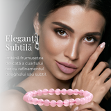 Bratara Elastica cu Margele 6mm din Cuart Roz Semipretios