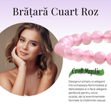 Bratara Elastica cu Margele 6mm din Cuart Roz Semipretios