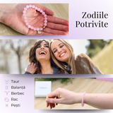 Bratara Elastica cu Margele 6mm din Cuart Roz Semipretios