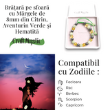 Bratara Ajustabila cu Citrin, Aventurin Verde si Hematit - Echilibru si Prosperitate